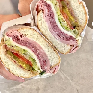 two halves of a sandwich