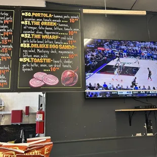 Last new menu and sports on the tv