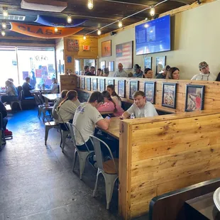 Line out the door with multiple open tables