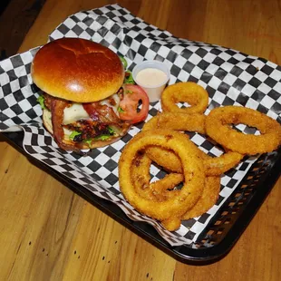 Grilled Chicken Bacon Ranch with Onion Rings and a side of Comeback sauce.