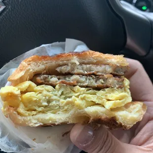 Sausage and egg croissant