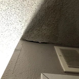 Leak from our upstairs neighbors that dripped in our apartment for a long time. Not good now we have a stained ceiling.