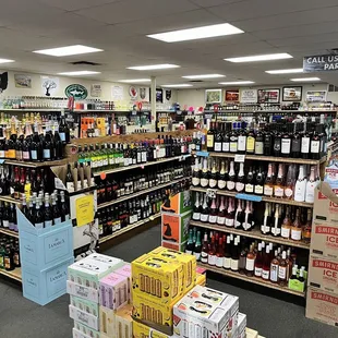 a wide selection of bottles of alcohol