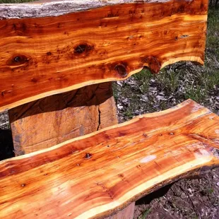 Split cedar bench