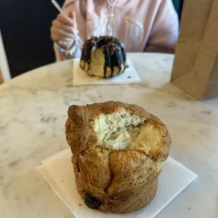 Blueberry coffee cake and Bundt cake in the back.