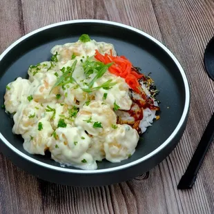 Spicy and Wasabi Shrimp Rice Bowl