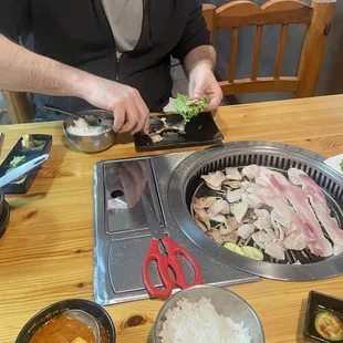 Korean Bbq, pork belly, tofu kimchi jjigae