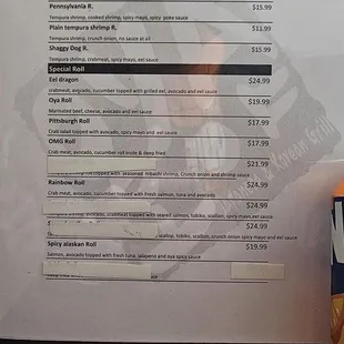 menu