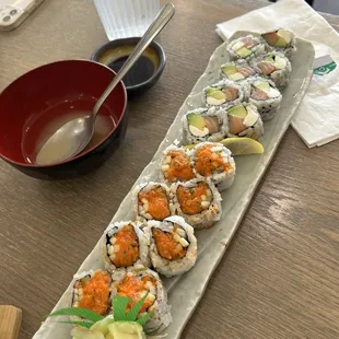 Spicy Salmon roll Tuna cream cheese avocado roll