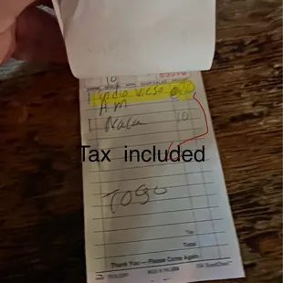To go charge tax on an open bill. Cost of this food on their menu is $16.99