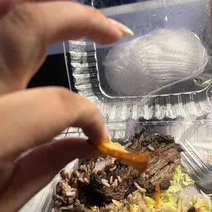 A chip is thicker than this queso frito.