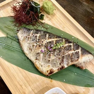 Charcoal-grilled black snapper