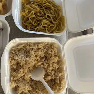 Side of Fried Rice, and noodles.