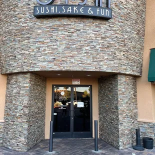 the entrance to the restaurant