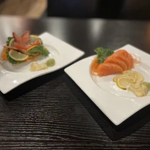 Surf Clam Sashimi and Salmon Sashimi