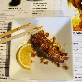 Crispy Cajun Albacore Sashimi with Fried Onions