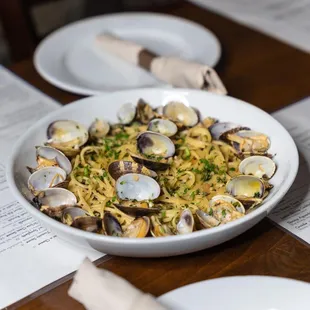 Clams spaghetti with white sauce