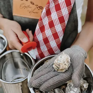 Fresh oysters! They are still alive until we shuck them. You can taste the freshness!