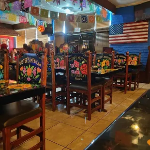 tables and chairs in a restaurant