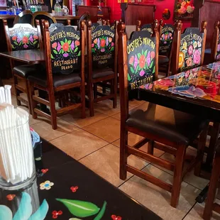 Chairs are beautifully painted.