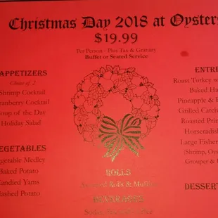 Christmas menu