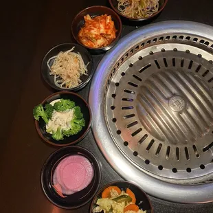 All the banchan (side dishes)