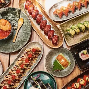 sashimi, sushi, sushi and sashimi, food