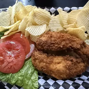 This was The Chicken sandwich. Yes, there was a bun under all that deliciousness! My husband loved it!