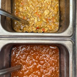 Green chili featuring local Colon Orchard Green chilies. Sweet red chili.