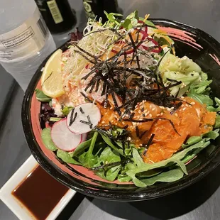 Spicy Salmon Bowl with amazing sauce.