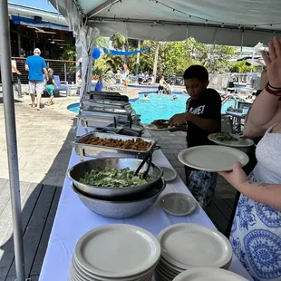 a woman serving a meal