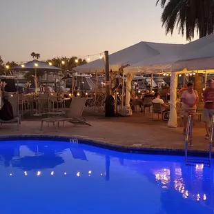 I took a refreshing swim in the pool during the day.  We came back for sunset and the pool provided a romantic backdrop for dinner.
