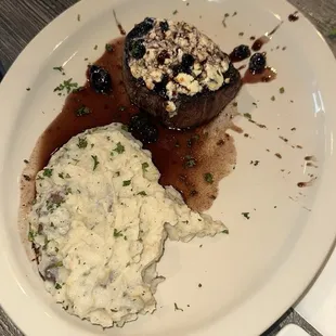 Blue cheese, blueberry filet.