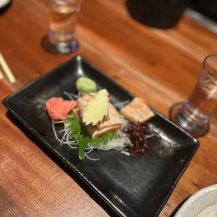 Salmon belly sashimi