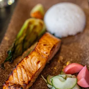 Sake Yuan Yaki ($24) grilled salmon with citrus-soy glaze &amp; yuzu togarashi