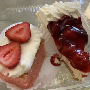 Strawberry cake and cherry cheesecake  she is an amazing chef!!