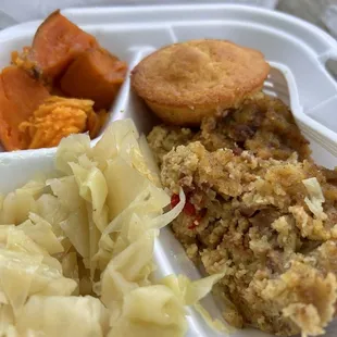 Cabbage, Sweet Potato Yams, dressing