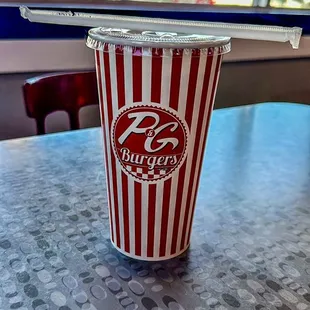 a paper cup on a table