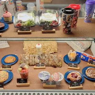 a display of food items