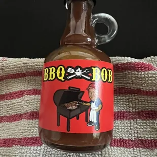 Adorable little container of bbq sauce