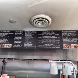 Hot food menu