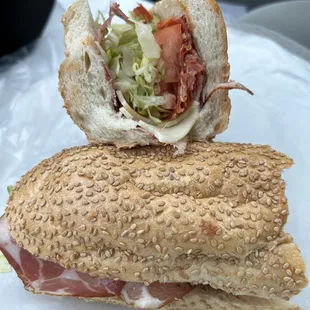 Spicy Godfather - Hot Dry Capicola, Sharp Provolone, Hot Sopressata fresh seeded roll =  delicious!