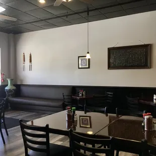 tables and chairs in a restaurant