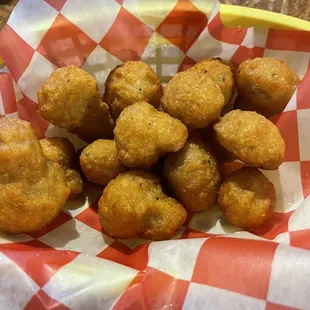 Breaded mushrooms (get them with blue cheese)