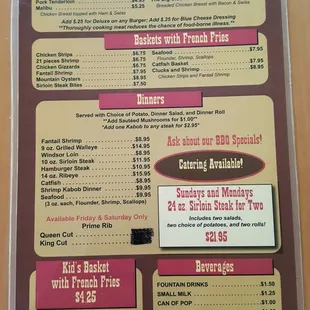 Big V's Menu