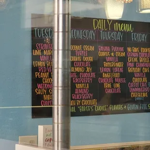 a menu in a window