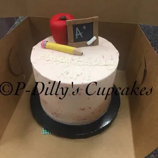 Sweet little strawberry cake for a sweet teacher