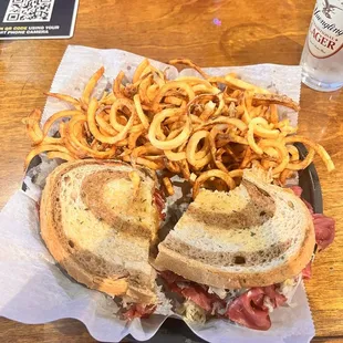 Reuben and curly fries