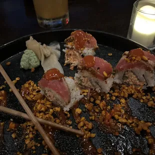 Sushi with smoked ahi