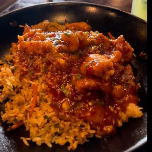 Lunch Chang's Spicy Chicken with Fried Rice